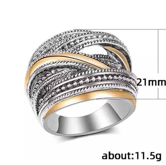 New Two Tone 925 Silver Multi Layer Ring - Picture 2 of 2